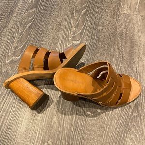 Camel color Leather heeled sandals